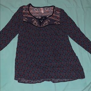 Xhilaration long sleeve floral blouse small
